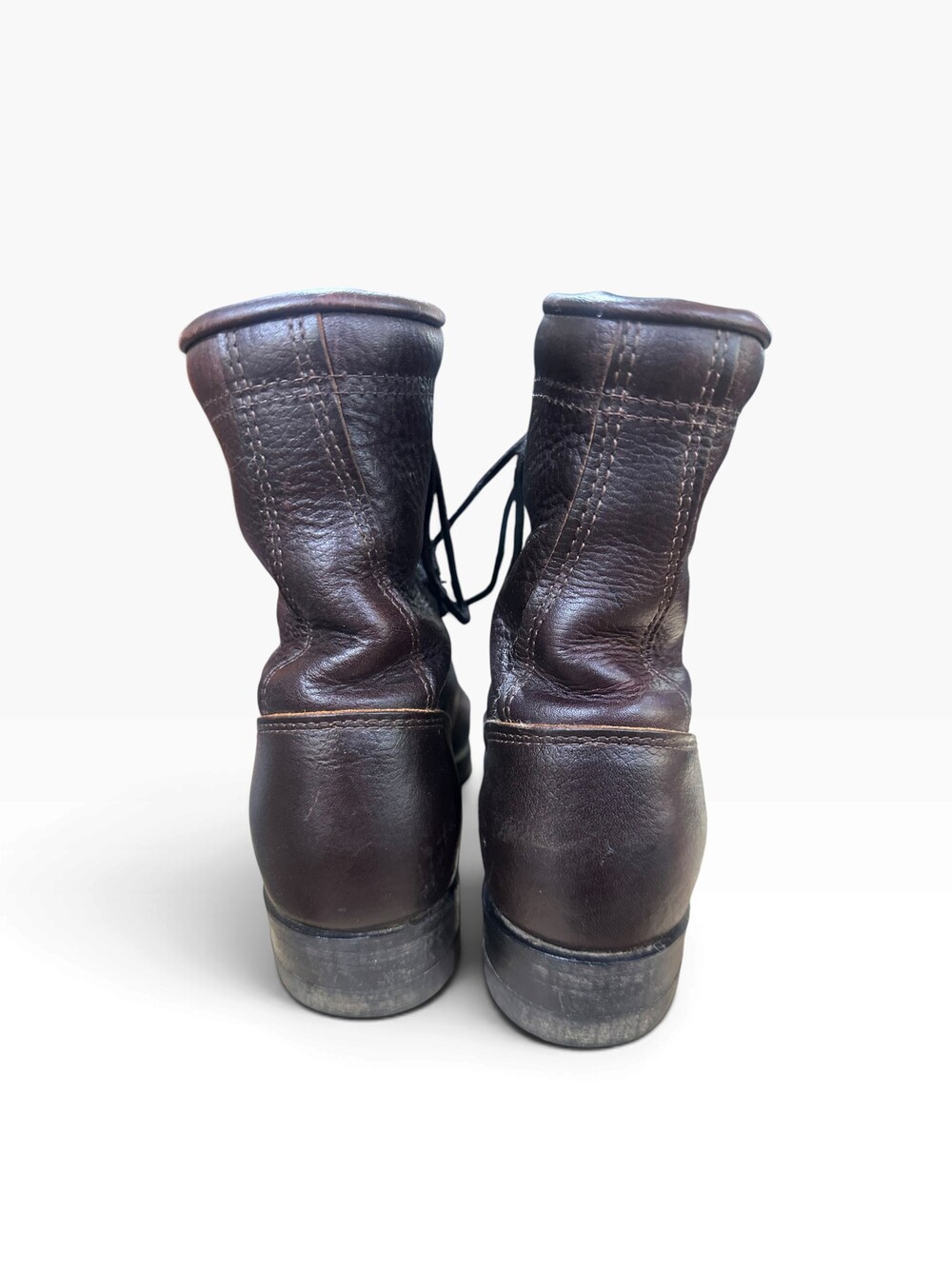 Dobbs Brown Leather Boots Size 7 1/2 Lace-Up Fringe Detail - Picture 3 of 7